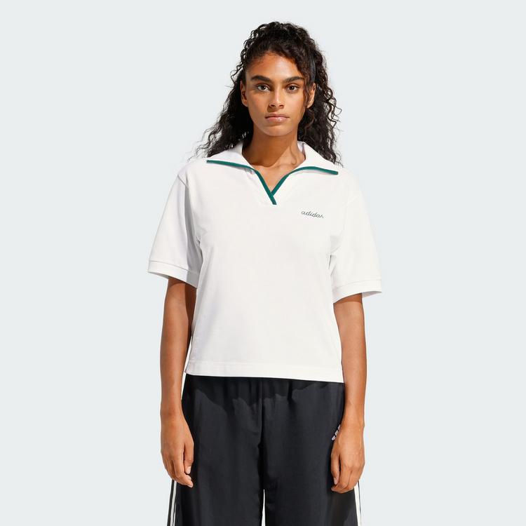 adidas adidas Seasonal Essentials Colorpop Poloshirt Langarmshirt Damen - White / Collegiate Green - 0 | SportScheck
