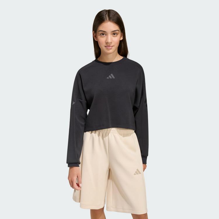 adidas adidas FUTURE ICONS 3 STRIPES CROPPED Sweatshirt Kinder - Black / Black - 0 | SportScheck