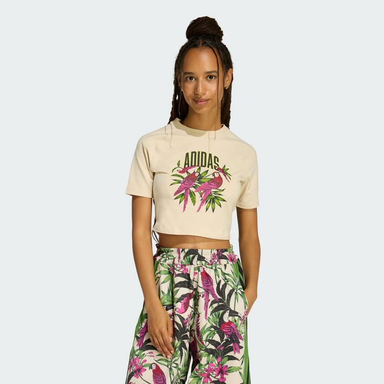adidas adidas ADIDAS x FARM RIO Grafik T-Shirt, T-Shirt Damen - Crystal Linen / Bold Pink - 0 | SportScheck