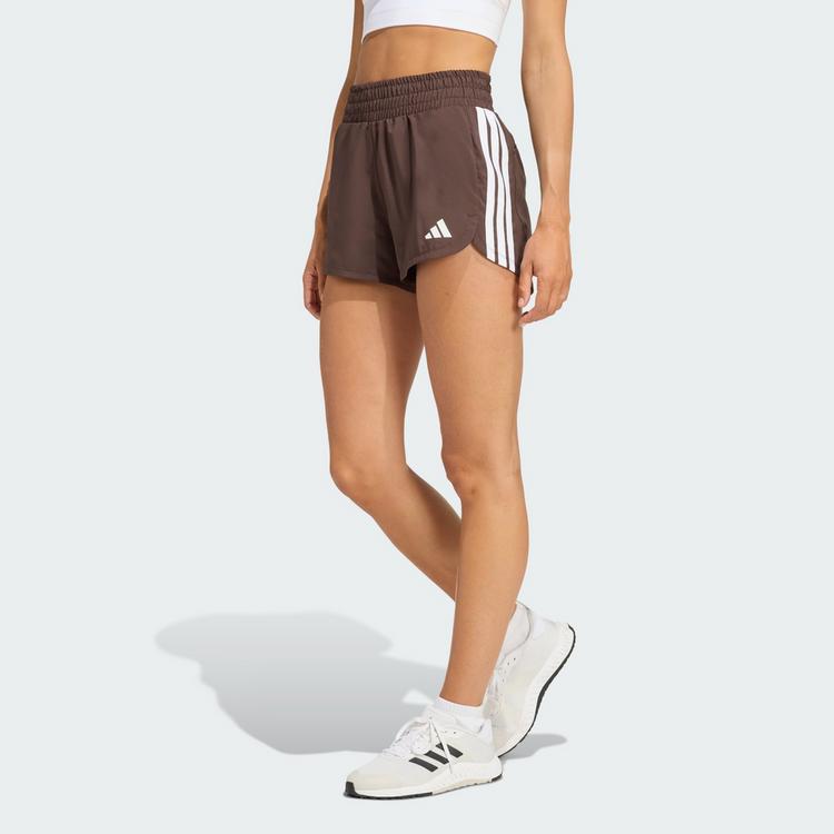 adidas adidas Pacer Workout Shorts mit hohem Bund aus Funktionsshorts Damen - Aurora Coffee / White - 0 | SportScheck
