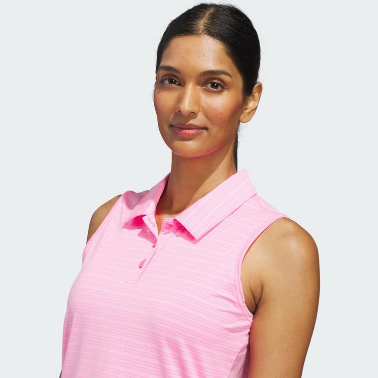 adidas adidas ULTIMATE365 JACQUARD SLEEVELESS Poloshirt Damen - Lucid Pink - 0 | SportScheck