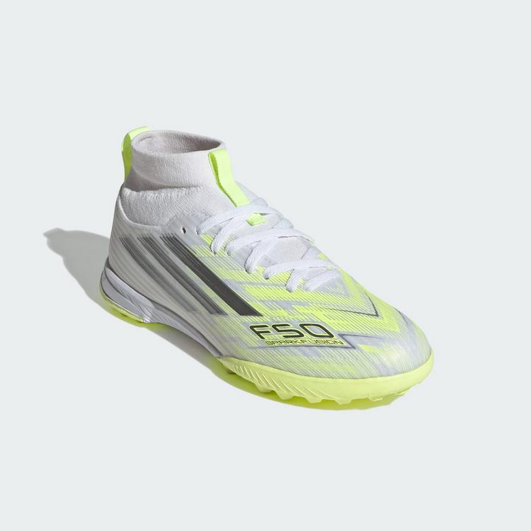adidas adidas F50 SPARKFUSION LEAGUE Mid Cut Turf Fu&szlig;ballschuhe Kinder - Cloud White / Iron Metallic / Hi-Res Yellow - 2 | SportScheck