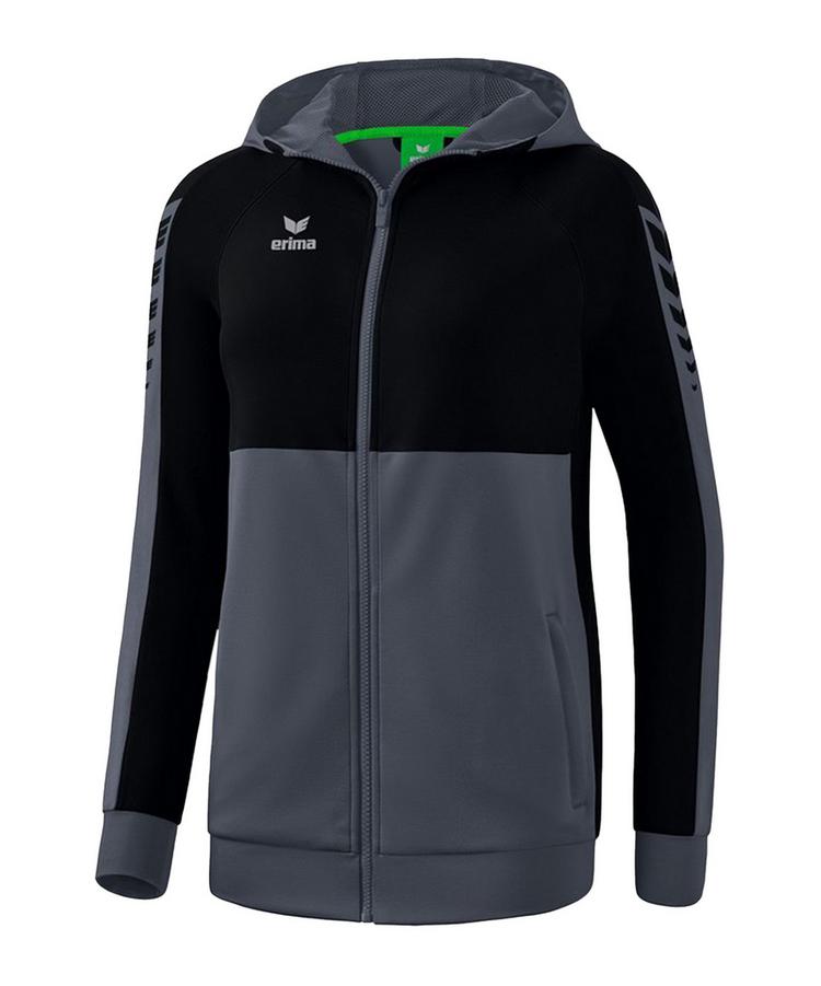 Erima Erima Six Wings Kapuzenjacke Damen Trainingsjacke Damen - grauschwarz - 0 | SportScheck