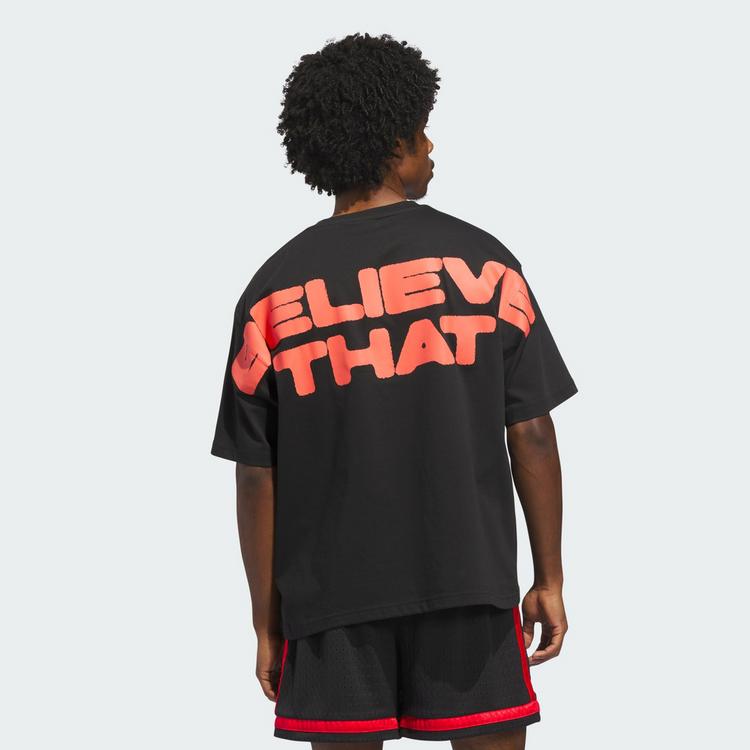 adidas adidas ANTHONY EDWARDS BELIEVE THAT T-SHIRT Basketball Shirt Herren - Black / Solar Red - 1 | SportScheck