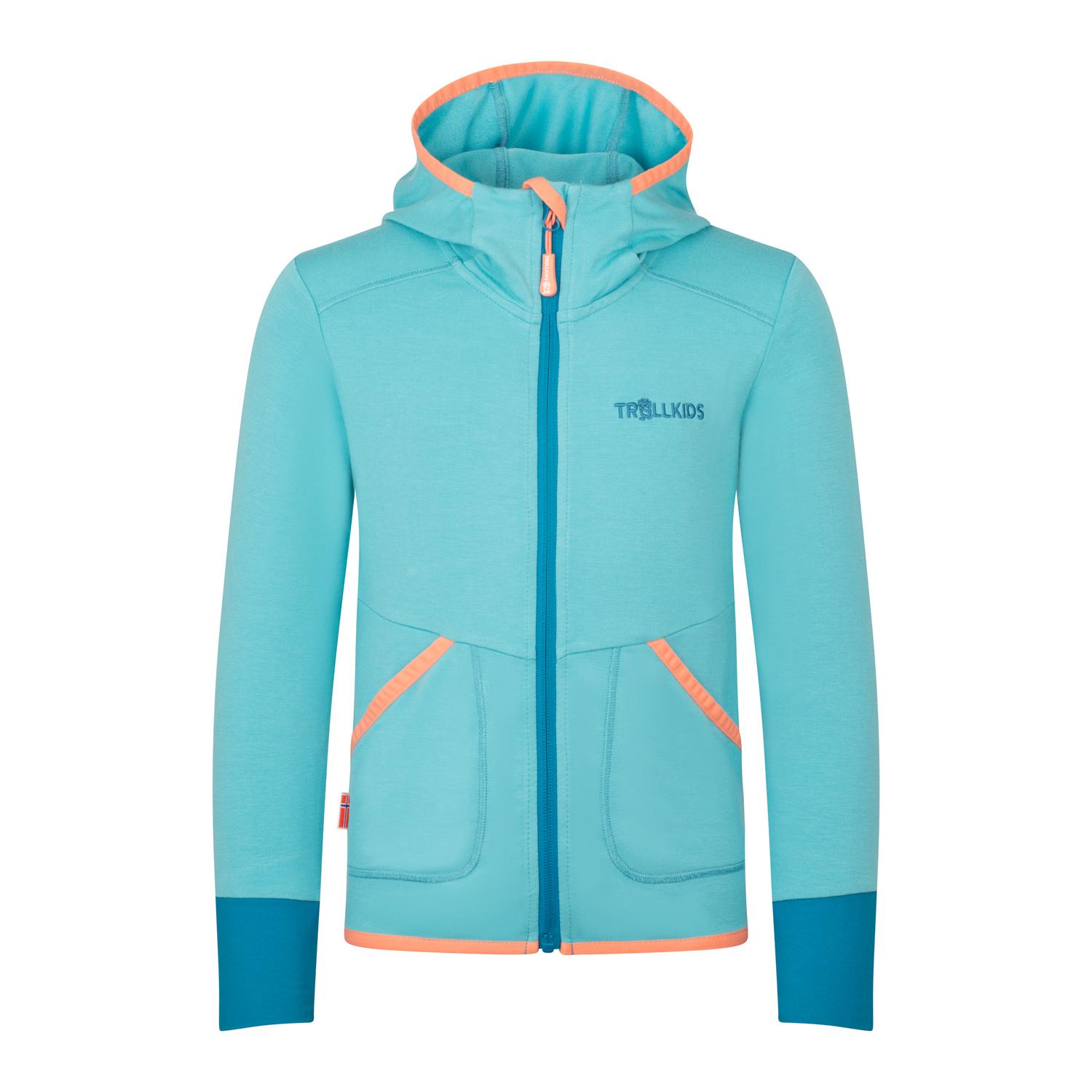 Trollkids Saltfjord Fleecejacke M&auml;dchen - hafenblau-milder pfirsich