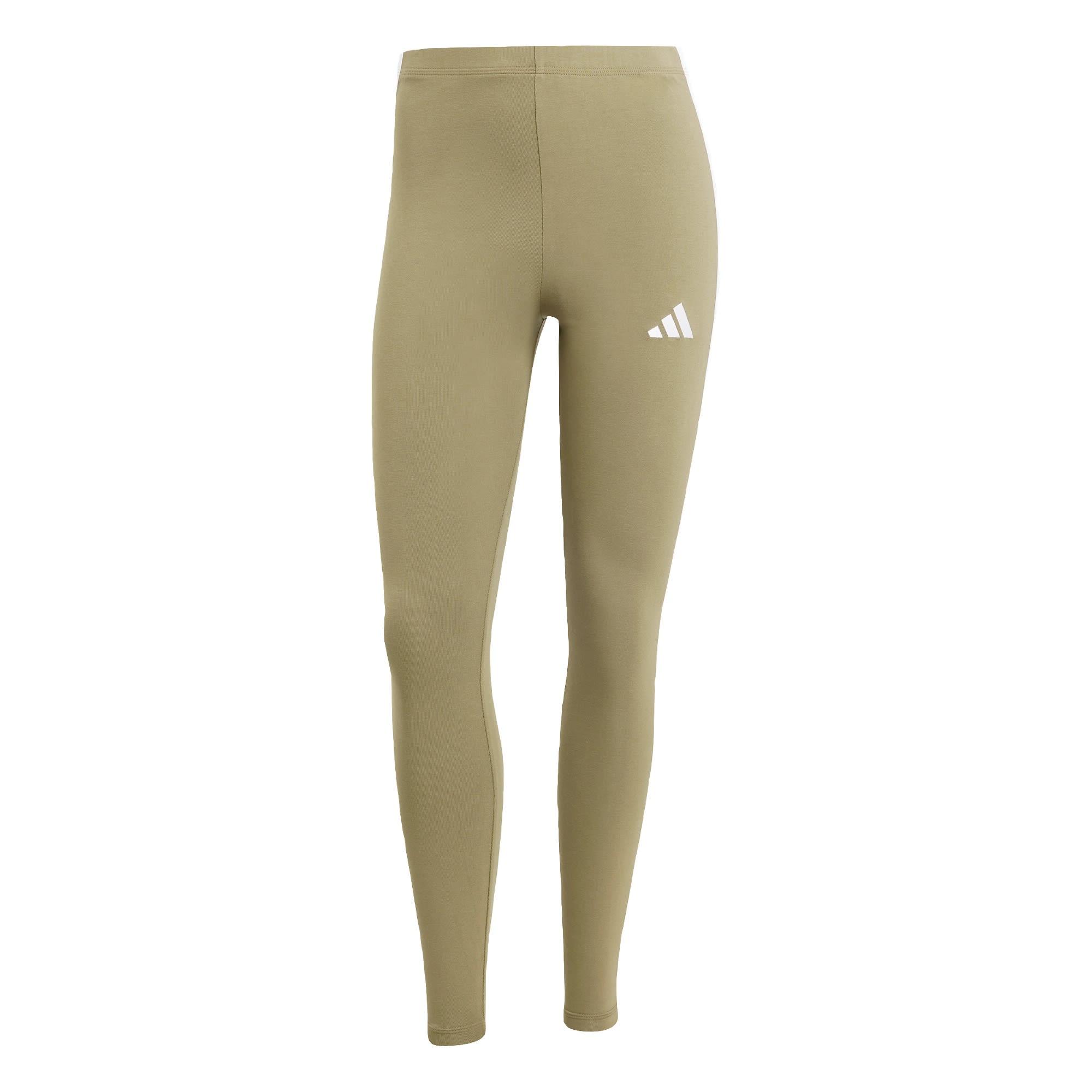 adidas Essentials 3-Streifen Cotton Leggings Leggings Damen - Olive Strata / White