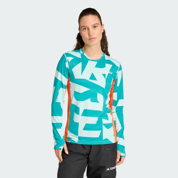 adidas adidas Mehrschichtige synthetische... Funktionsshirt Damen - Semi Flash Aqua / Semi Impact Orange - 0 | SportScheck