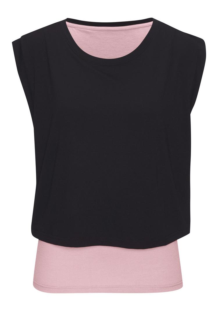 LASCANA Active LASCANA Active 2-in-1-Shirt 2-in-1 Shirt Damen - schwarz-rosa - 0 | SportScheck