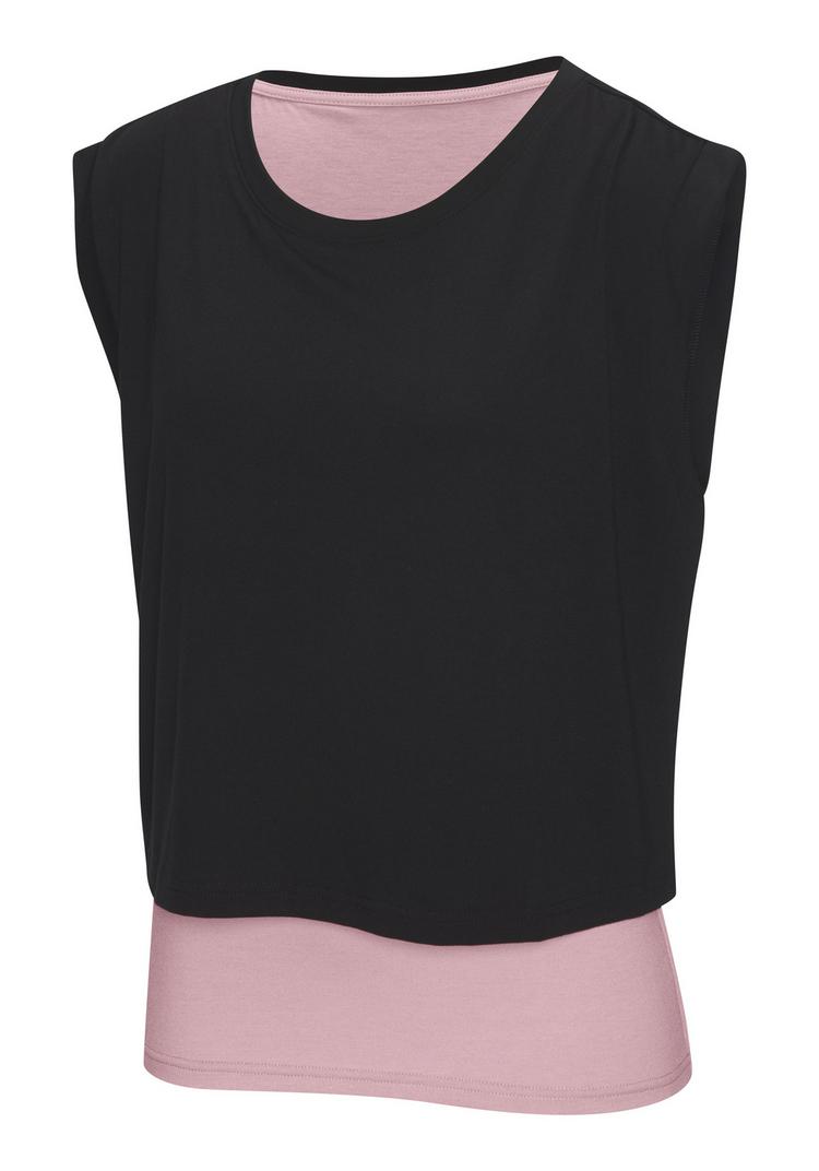 LASCANA Active LASCANA Active 2-in-1-Shirt 2-in-1 Shirt Damen - schwarz-rosa - 1 | SportScheck