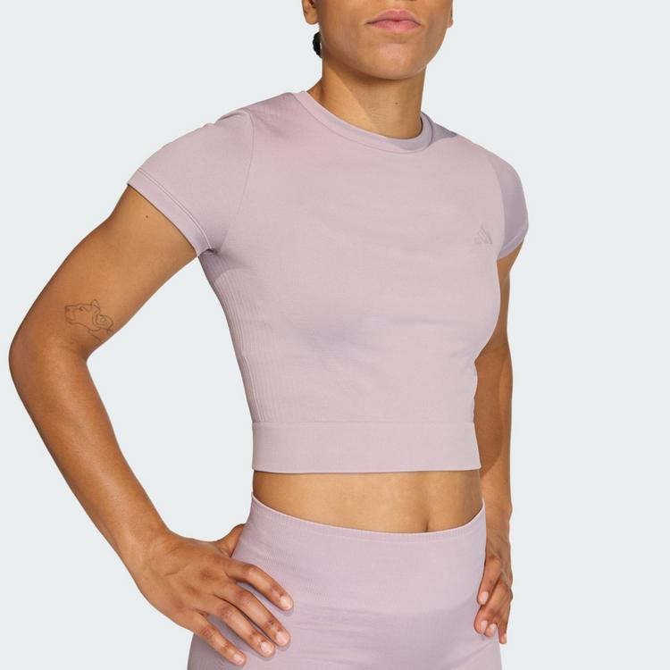 adidas adidas Workout Essentials Knit Baby T-Shirt Funktionsshirt Damen - Preloved Fig - 1 | SportScheck