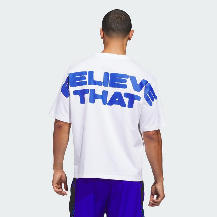 adidas adidas ANTHONY EDWARDS BELIEVE THAT T-SHIRT Basketball Shirt Herren - White / Lucid Blue - 1 | SportScheck