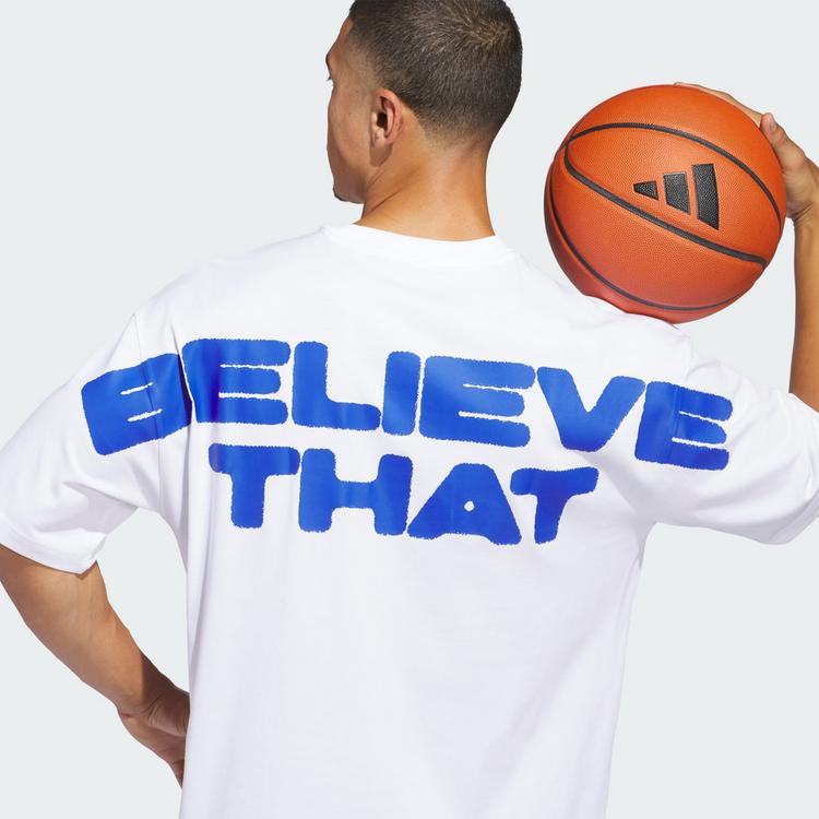 adidas adidas ANTHONY EDWARDS BELIEVE THAT T-SHIRT Basketball Shirt Herren - White / Lucid Blue - 1 | SportScheck