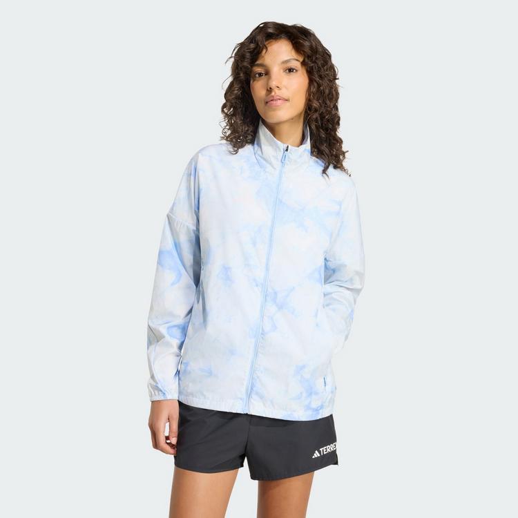 adidas adidas Terrex Multi Spray Dye CLIMA365 Laufjacke Damen - White / Glow Blue - 0 | SportScheck