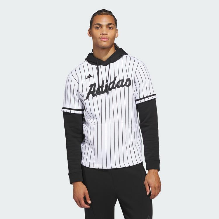 adidas adidas adidas&nbsp;Dugout&nbsp;Pinstripe&nbsp;Kapuzentrikot Hoodie Herren - White / Black - 0 | SportScheck