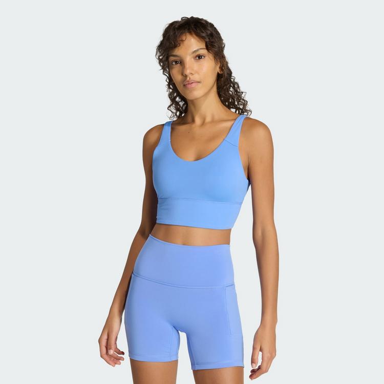 adidas adidas 3-Streifen Studio All Me Light Support BH Damen - Blue Fusion - 0 | SportScheck