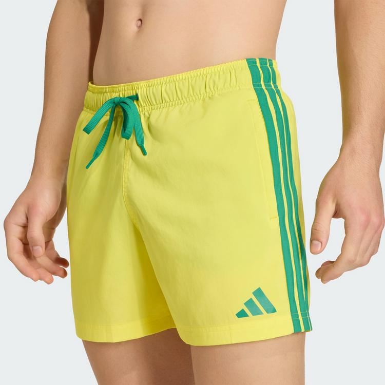 adidas adidas 3-Streifen Badeshorts, 13 cm Badehose Herren - Bright Yellow / Bold Green - 0 | SportScheck