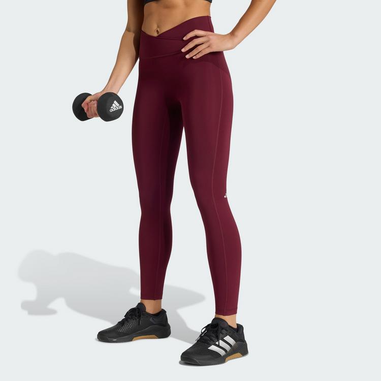 adidas adidas 3-Streifen Studio All Me 7/8 X-Over Tights Damen - Maroon - 0 | SportScheck