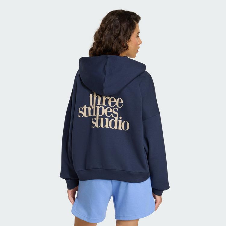 adidas adidas 3-STREIFEN STUDIO HOODIE Hoodie Damen - Legend Ink - 1 | SportScheck