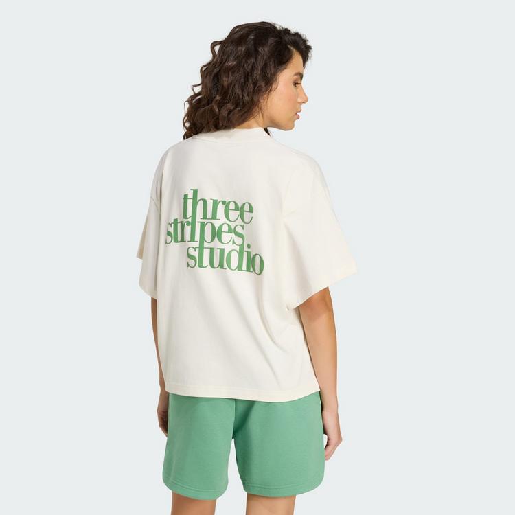 adidas adidas 3 STRIPES STUDIO BOYFRIEND T-SHIRT T-Shirt Damen - Chalk White - 1 | SportScheck