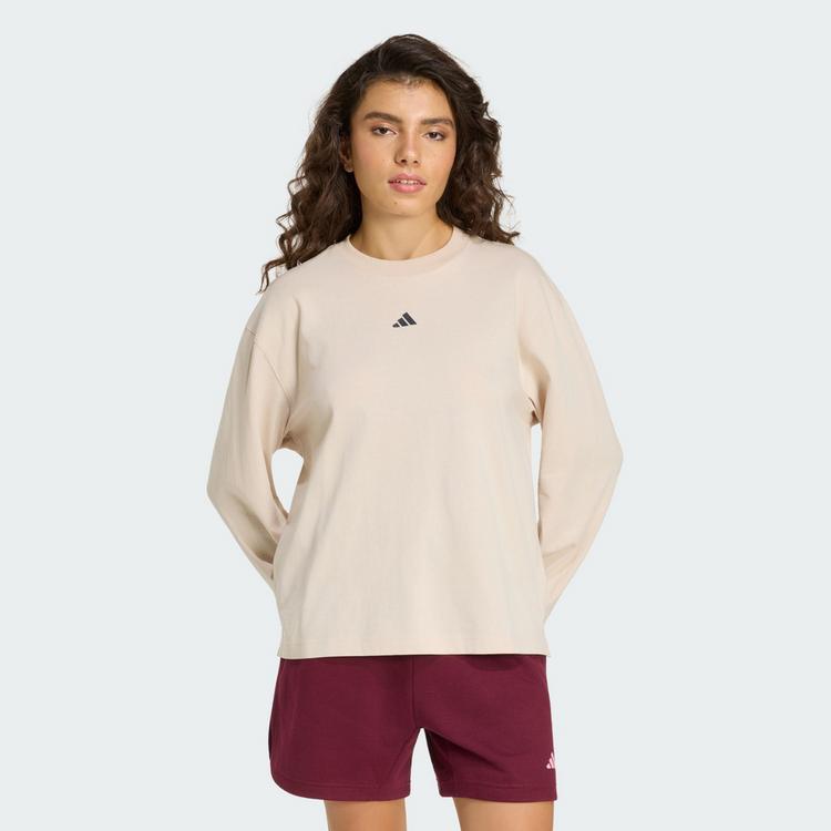 adidas adidas 3 STRIPES STUDIO BOYFRIEND LONGSLEEVE Langarmshirt Damen - Crystal Linen - 0 | SportScheck