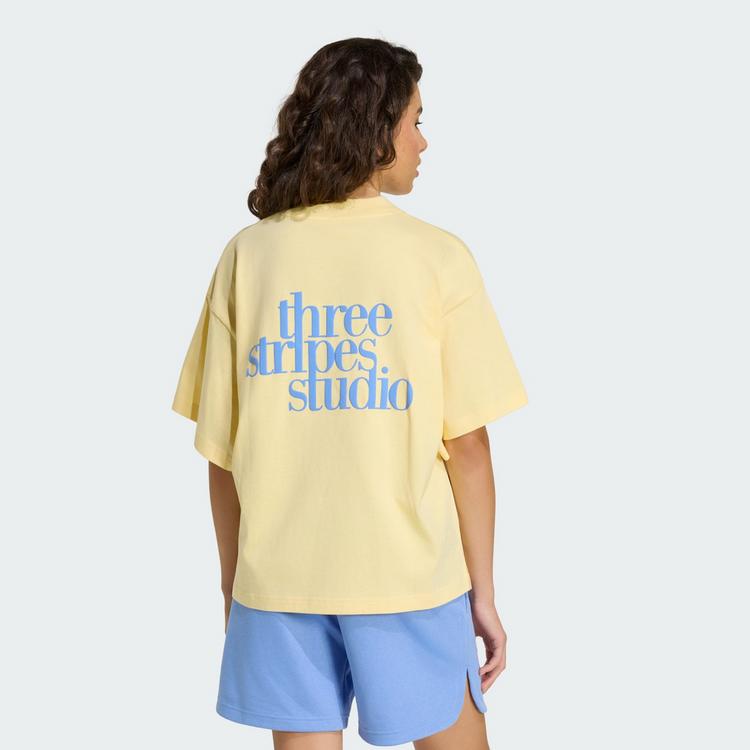 adidas adidas 3 STRIPES STUDIO BOYFRIEND T-SHIRT T-Shirt Damen - Almost Yellow - 1 | SportScheck