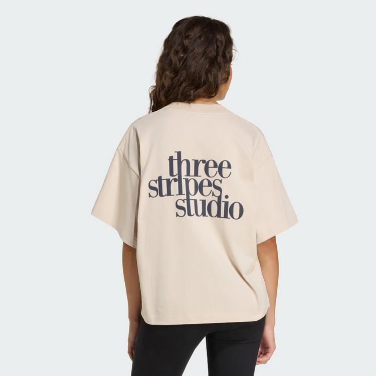 adidas adidas 3 STRIPES STUDIO BOYFRIEND T-SHIRT T-Shirt Damen - Crystal Linen - 1 | SportScheck