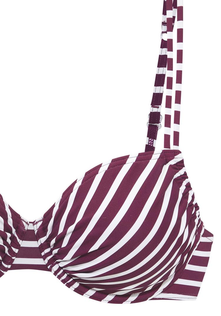 VENICE BEACH VENICE BEACH B&uuml;gel-Bikini-Top Bikini Oberteil Damen - bordeaux - wei&szlig; - 0 | SportScheck