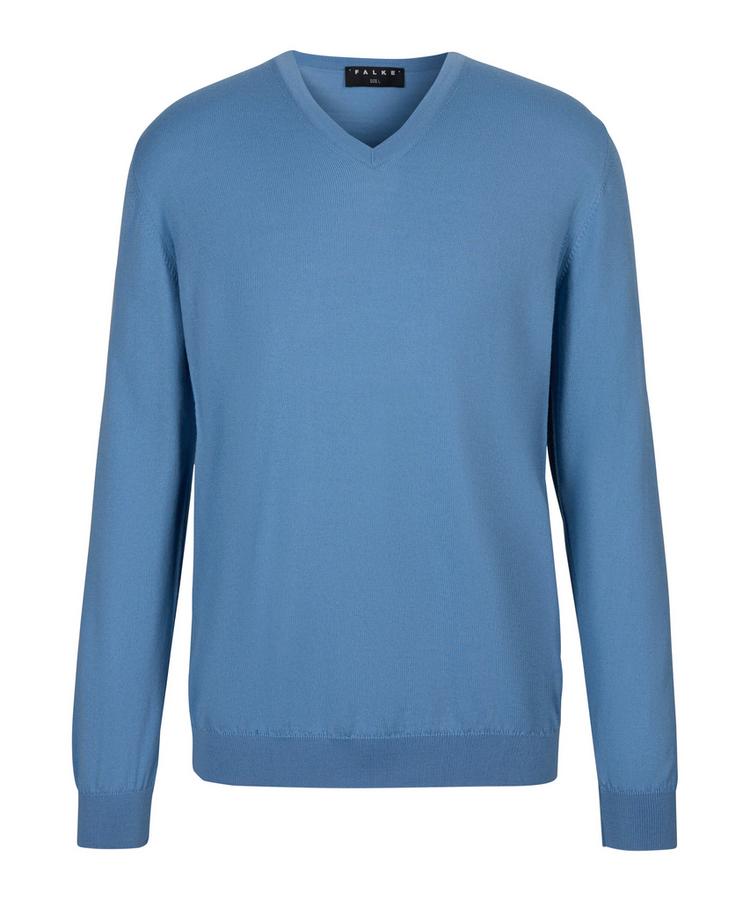 Falke Falke Merino X-Fine V-Neck Strickpullover Herren - sky blue (6876) - 0 | SportScheck
