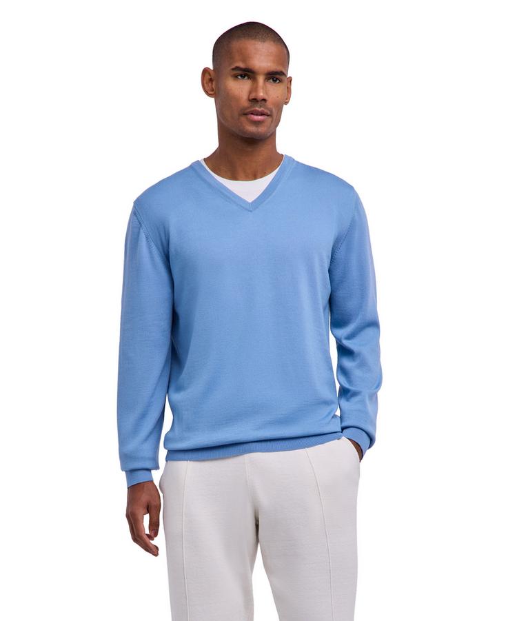 Falke Falke Merino X-Fine V-Neck Strickpullover Herren - sky blue (6876) - 0 | SportScheck