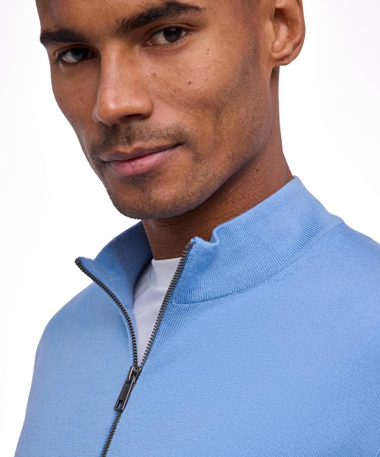 Falke Falke Merino X-Fine Half-Zip Strickpullover Herren - sky blue (6876) - 2 | SportScheck