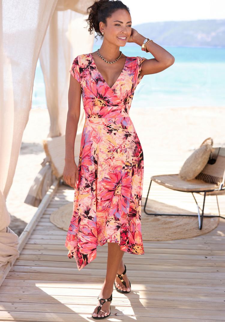 BEACH TIME BEACH TIME Sommerkleid Tr&auml;gerkleid Damen - pink bedruckt - 1 | SportScheck