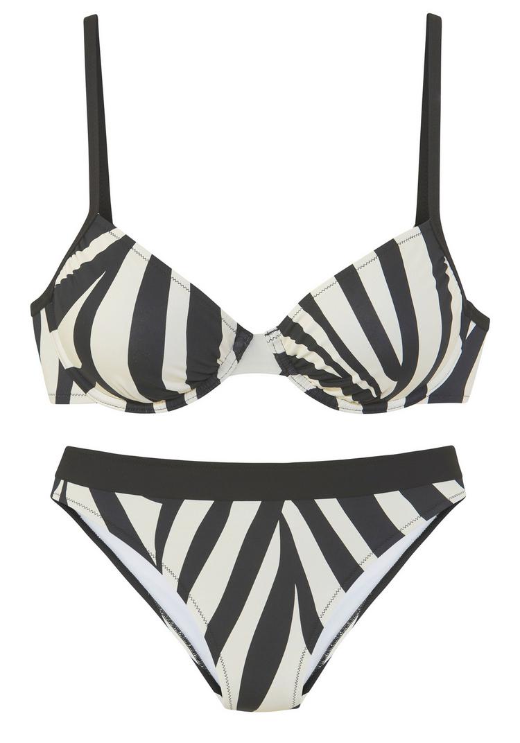 FRENCH CONNECTION FRENCH CONNECTION B&uuml;gel-Bikini Bikini Set Damen - schwarz-creme - 0 | SportScheck