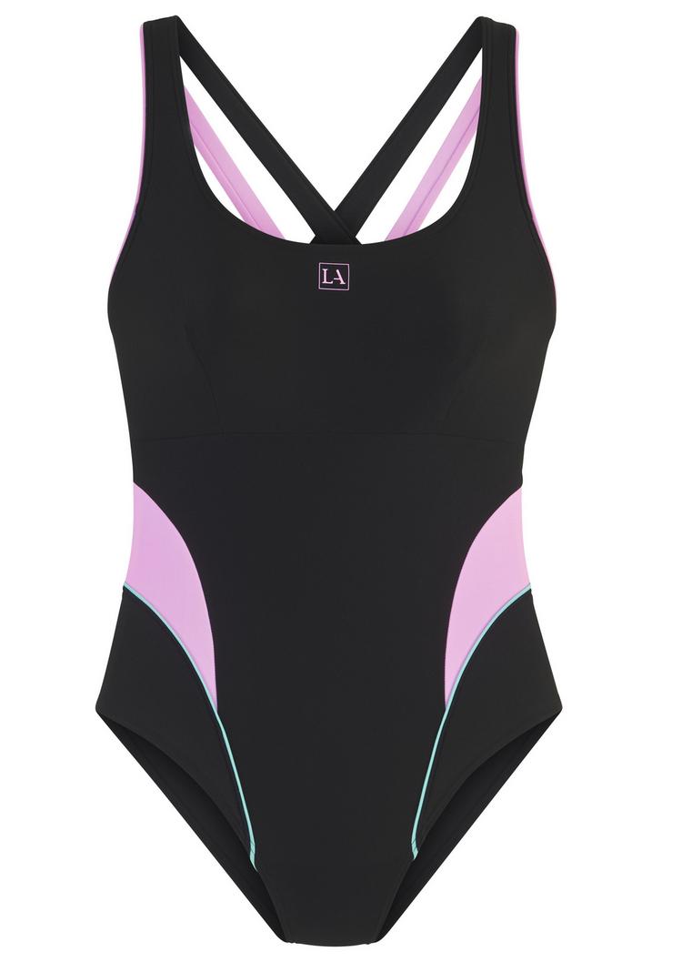 LASCANA Active LASCANA Active Badeanzug Badeanzug Damen - schwarz-rosa - 0 | SportScheck