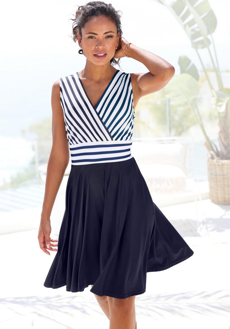 Lascana Lascana Sommerkleid Tr&auml;gerkleid Damen - wei&szlig;-navy gestreift - 1 | SportScheck