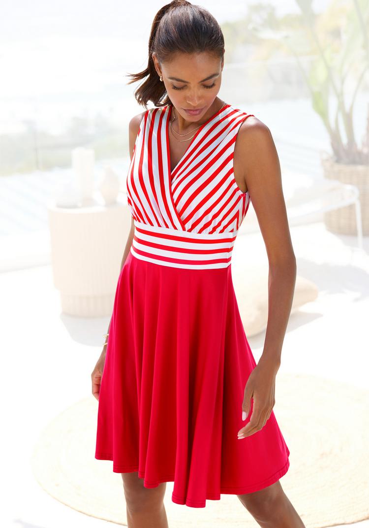 Lascana Lascana Sommerkleid Tr&auml;gerkleid Damen - wei&szlig;-rot gestreift - 1 | SportScheck