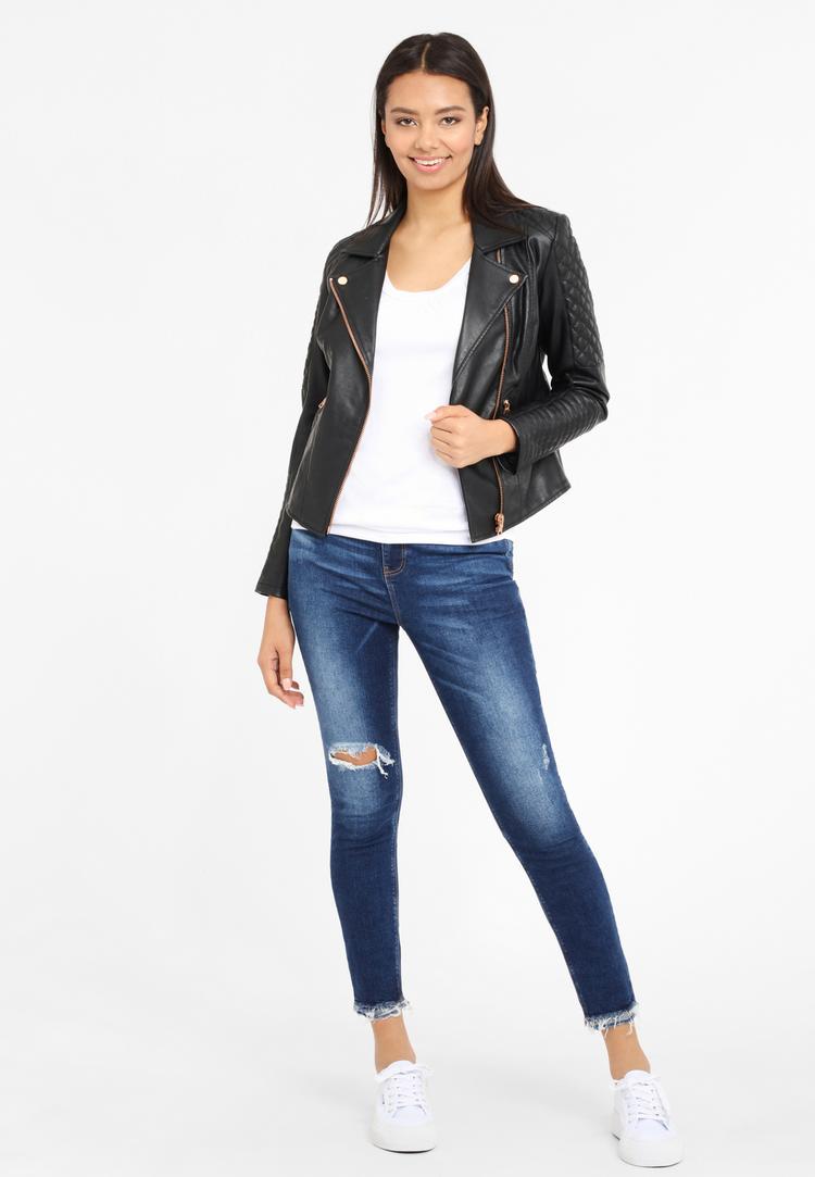 Lascana Lascana Lederimitatjacke Kunstlederjacke Damen - schwarz - 1 | SportScheck