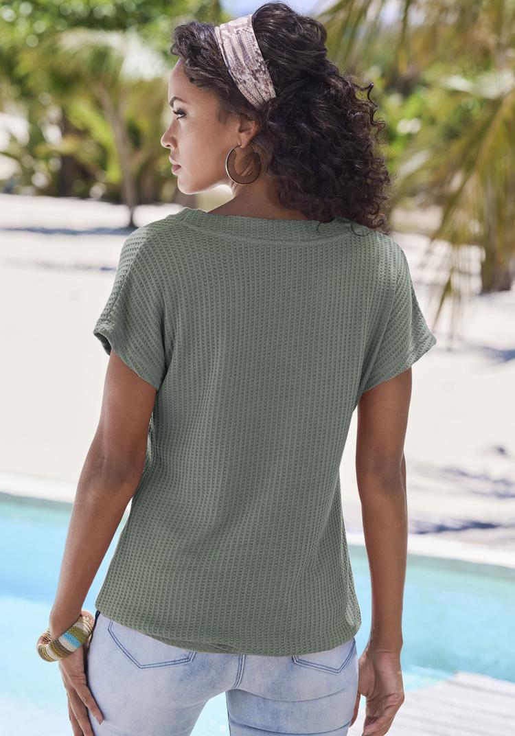 Lascana Lascana Kurzarmshirt T-Shirt Damen - khaki - 0 | SportScheck