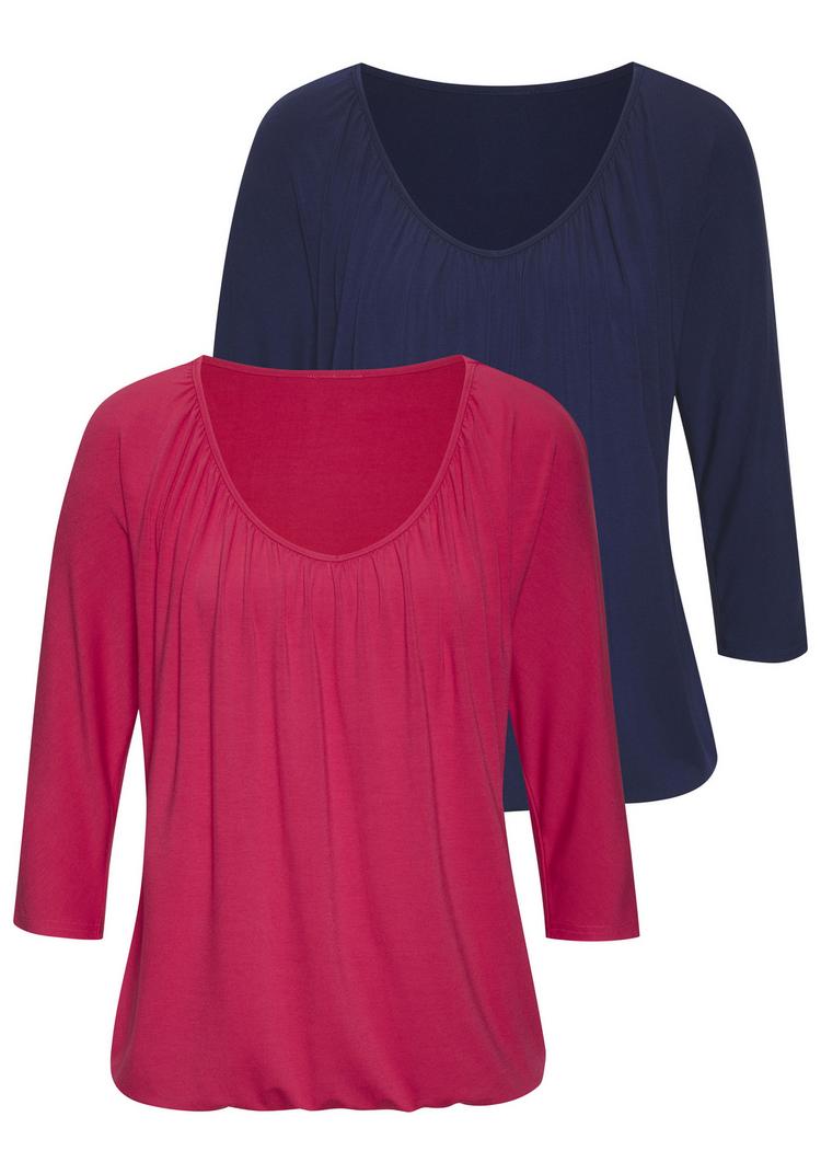 Lascana Lascana 3/4-Arm-Shirt Longshirt Damen - pink - schwarz - 0 | SportScheck