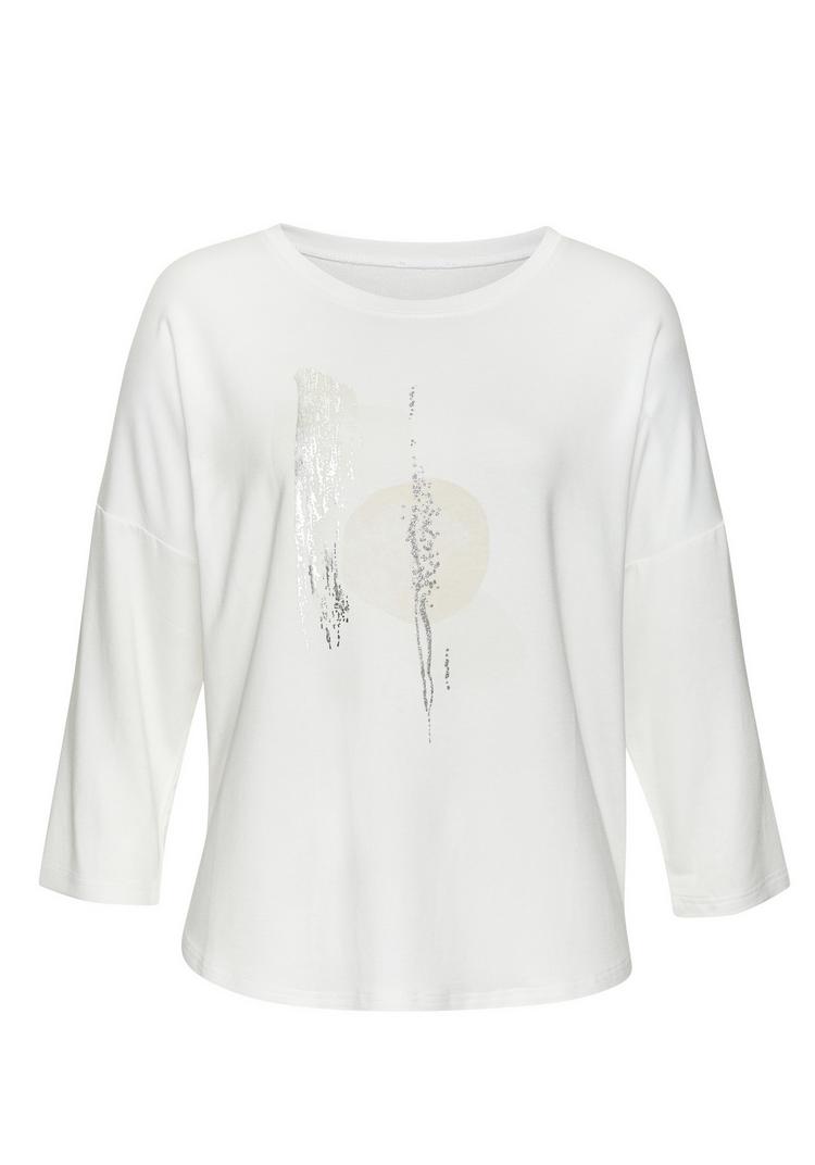 Lascana Lascana 3/4-Arm-Shirt Longshirt Damen - wei&szlig; - beige - silber - 0 | SportScheck