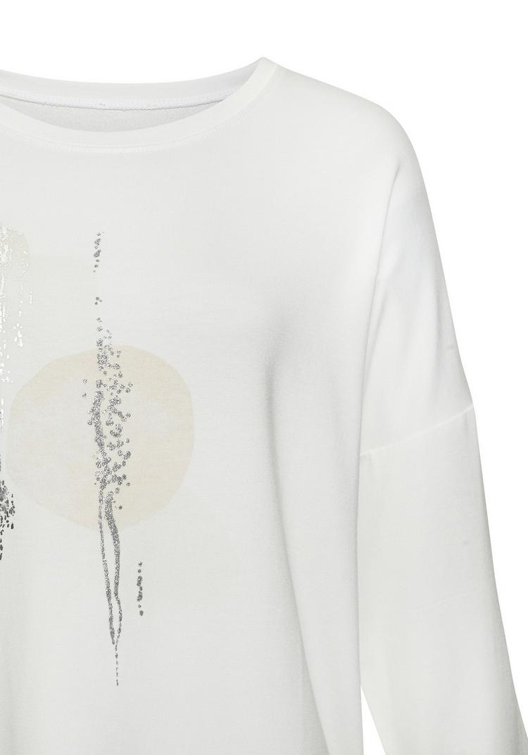Lascana Lascana 3/4-Arm-Shirt Longshirt Damen - wei&szlig; - beige - silber - 1 | SportScheck