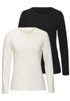 Lascana Langarmshirt Langarmshirt Damen - creme - schwarz