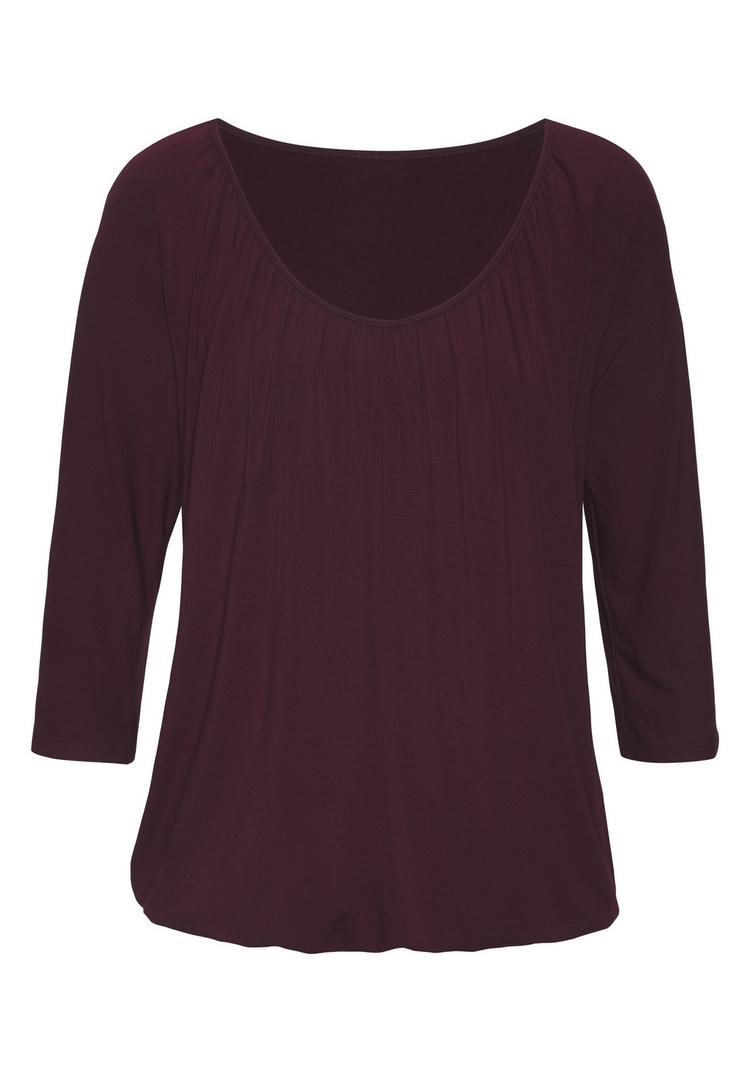 Lascana Lascana 3/4-Arm-Shirt Longshirt Damen - aubergine - 0 | SportScheck