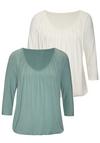 Lascana 3/4-Arm-Shirt Longshirt Damen - mint - creme