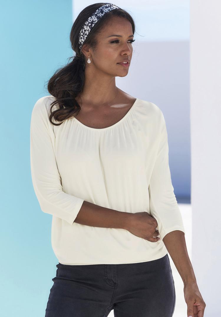 Lascana Lascana 3/4-Arm-Shirt Longshirt Damen - creme - 0 | SportScheck