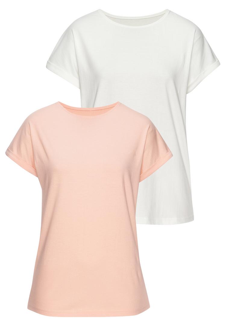 Vivance Vivance T-Shirt T-Shirt Damen - peach - wei&szlig; - 0 | SportScheck