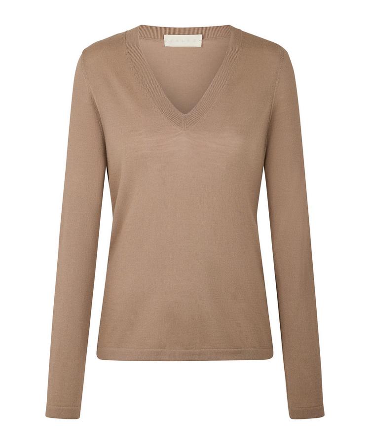 Falke Falke Merino X-fine V-Neck Strickpullover Damen - sesame (4390) - 0 | SportScheck