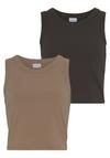 Lascana Crop-Top Croptop Damen - camel - braun