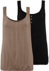 Lascana Strandtop T-Shirt Damen - taupe - schwarz