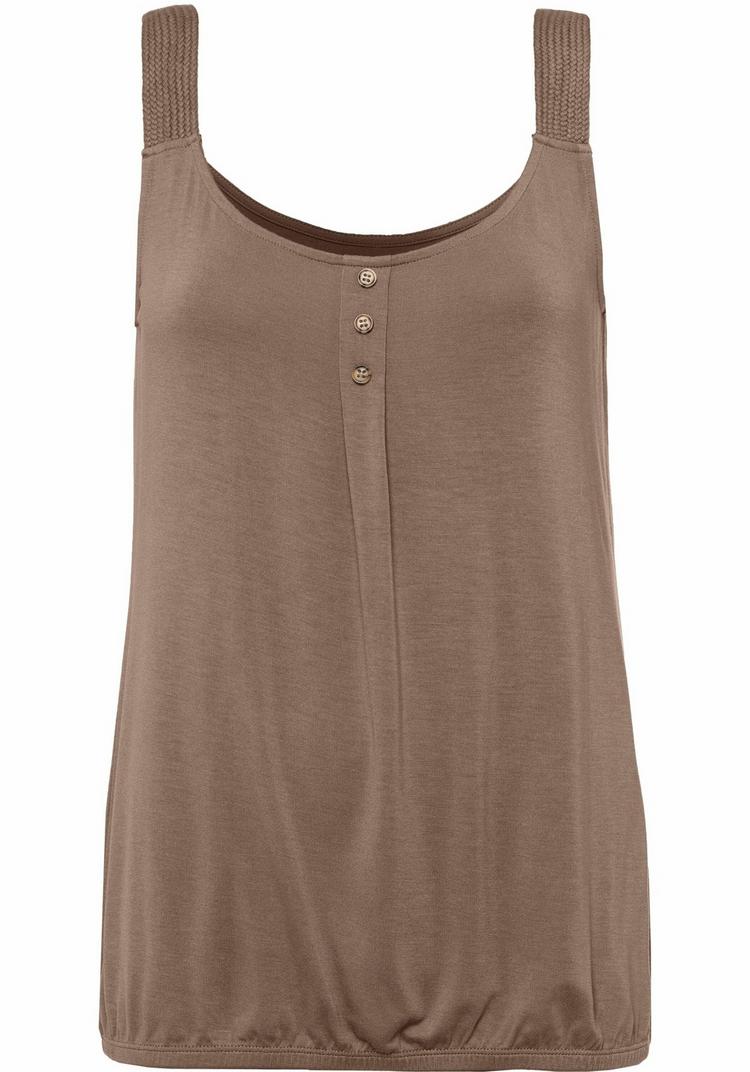 Lascana Lascana Strandtop T-Shirt Damen - taupe - schwarz - 0 | SportScheck