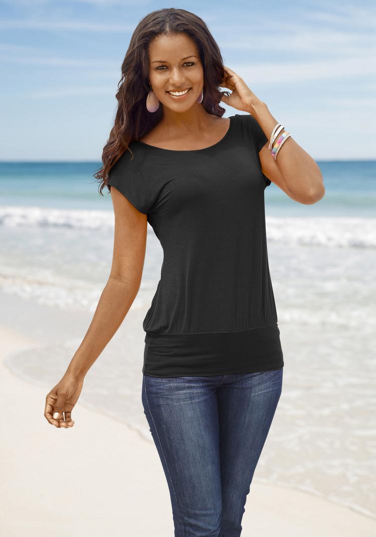 Lascana Lascana Longshirt Longshirt Damen - taupe - schwarz - 0 | SportScheck